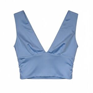 Blue V-Neck Crop Top